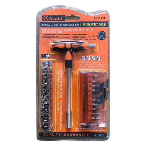 AK-6357 Bộ mũi vít và đầu tuýp 21 chi tiết Asaki (6/24)