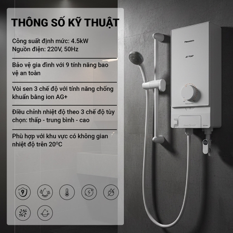 Máy nước nóng trực tiếp 4.5 kW DH-4MP1VW & DH-4MS1VW [Panasonic]
