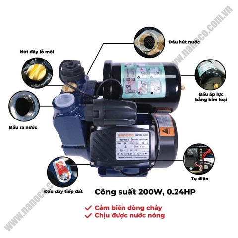 Máy bơm nước nóng tăng áp điện tử Nanoco 128-400W