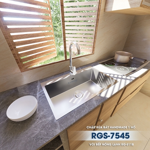 [Rangos] Chậu rửa bát handmade 1 hố lớn RGS-7545