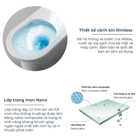 [Hafele] Bồn cầu 1-Khối Kobe 405x650x695 588.79.406