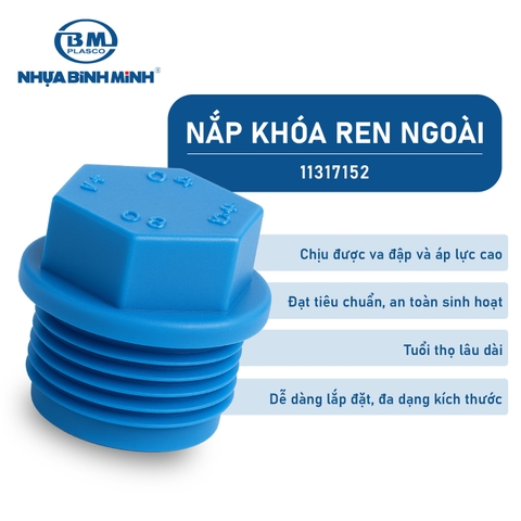[Bình Minh] Nắp khóa ren ngoài PP-R Nhựa Bình Minh