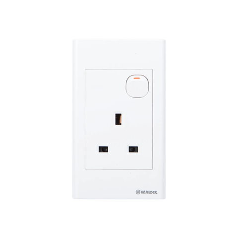 Ổ cắm S1813S (ổ cắm 3 chấu vuông 13A có công tắc Sino