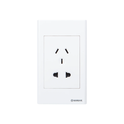 Ổ cắm công tắc A18/10US (ổ cắm 2 chấu và 1 ổ 3 chấu kiểu Úc 16A) Sino