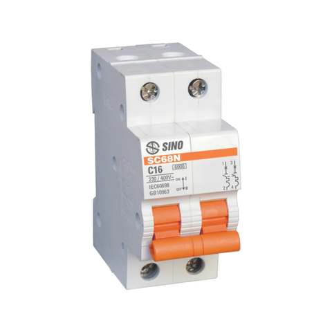 Cầu dao MCB 6.0 KA (SC68N) -CB TÉP 2 cực Sino