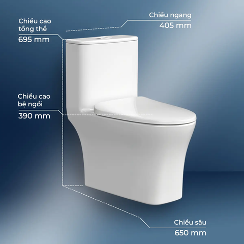 [Hafele] Bồn cầu 1-Khối Kobe 405x650x695 588.79.406