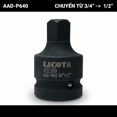 Đầu biến 3/4" ra 1/2" đen LICOTA