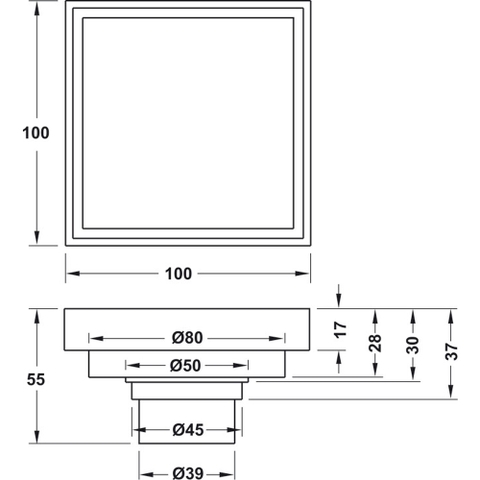 [Hafele] Thoát sàn lát gạch 100mm 983.24.096