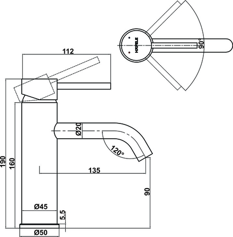 [Hafele] VÒI LAVABO RETRO 90 CP 589.15.010