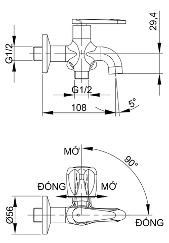 [Luxta] Vòi sen lạnh (Tay gạt và tay vặn) L2102T3