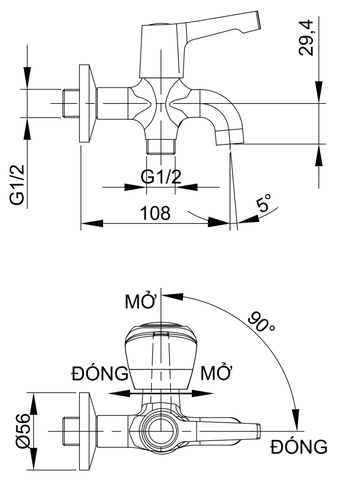 [Luxta] Vòi sen lạnh (Tay gạt và tay vặn) L2108T1