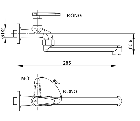[Luxta] Vòi rửa chén lạnh (cần ngang, tay gạt) L3108T3