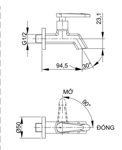 [Luxta] Vòi hồ (Thân vuông, sơn tĩnh điện) L4114WT3