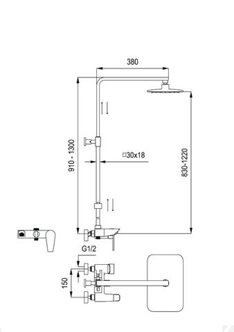 Sen tắm đứng nóng lạnh L7214NV Luxta