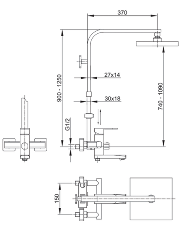 Sen tắm đứng nóng lạnh L7216 Luxta