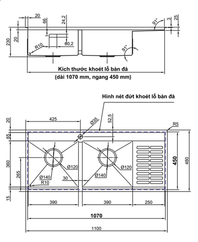 [Luxta] Chậu chén inox LC8049N-5.0