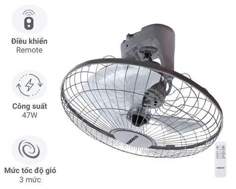 Quạt đảo NOF1603G-RC 47W (xám) Nanoco