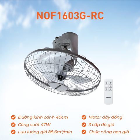 Quạt đảo NOF1603G-RC 47W (xám) Nanoco