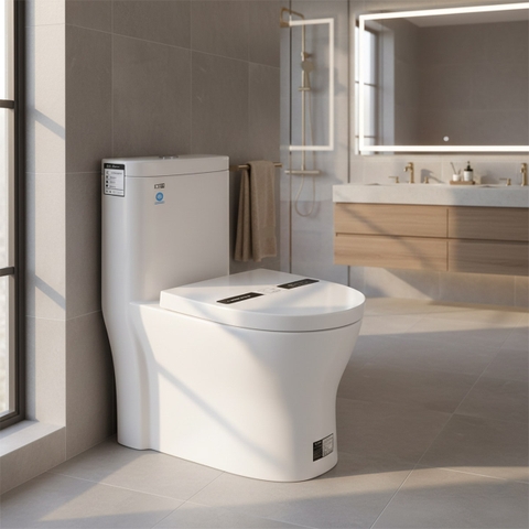 [Rangos] Bồn cầu vệ sinh bằng sứ một khối RG-8037