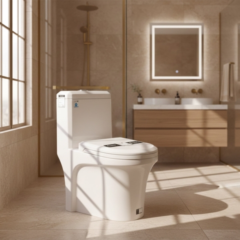 [Rangos] Bồn cầu vệ sinh bằng sứ một khối RG-8055S