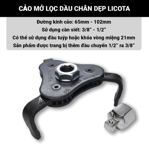 Cảo mở lọc dầu chân dẹp Licota (vỉ) ATA-0257A 63-102mm