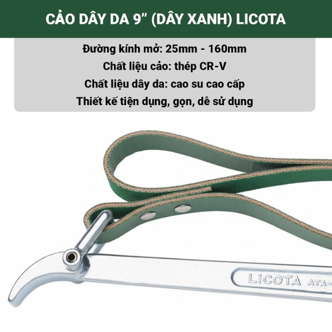 Cảo dây da 9'' Licota (dây xanh) ATA-0265
