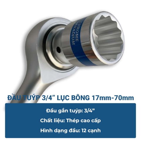 Đầu tuýp 3/4" (bông+lục) LICOTA 17mm-70mm