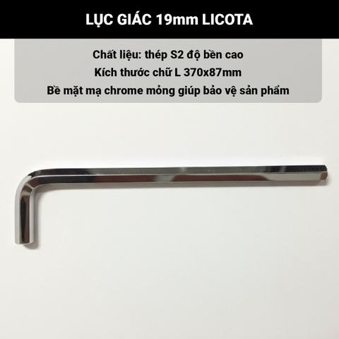 Lục giác licota 19mm (đầu bi-xi bóng)