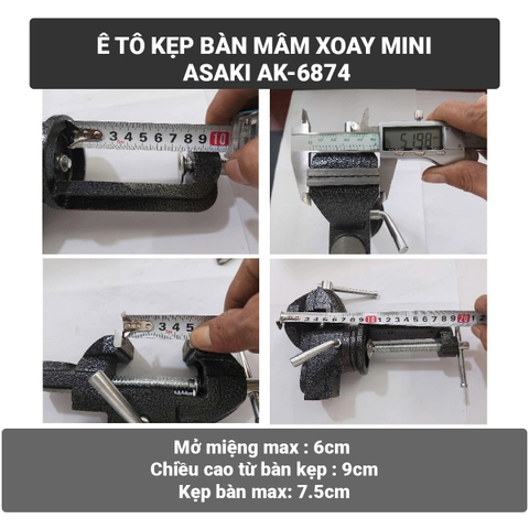 AK-6874 ê tô kẹp bàn mâm xoay mini cao cấp f50 Asaki