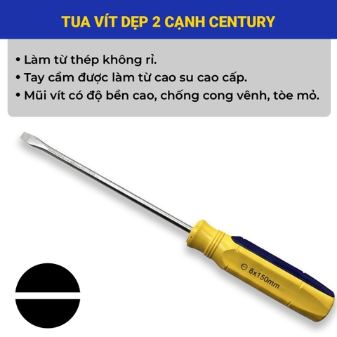 Tua vít sọc 3×100MM / 4×100MM / 6×150MM (-) Century