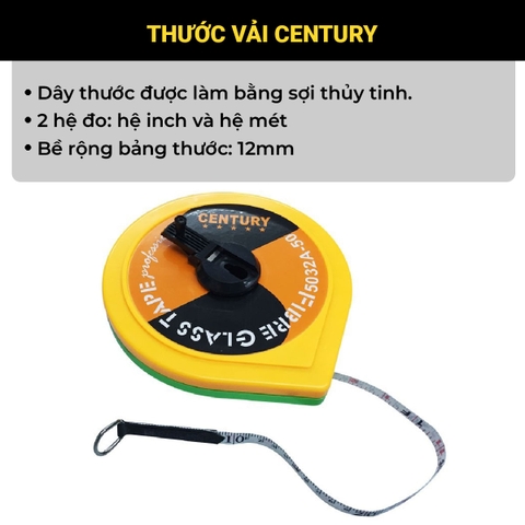 Thước vải 10/20/30/50m Century