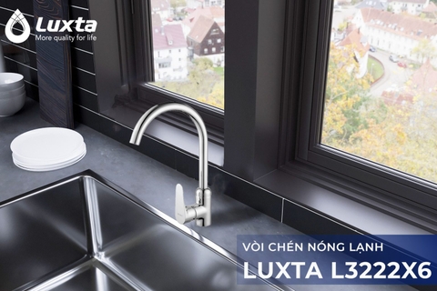 [Luxta] Vòi rửa chén nóng lạnh (Cần cong, tay gật gù, bao gồm dây cấp) L3222X6