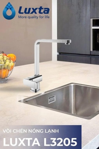 [Luxta] Vòi rửa chén nóng lạnh (Cần vuông, tay gật gù, bao gồm dây cấp) L3205