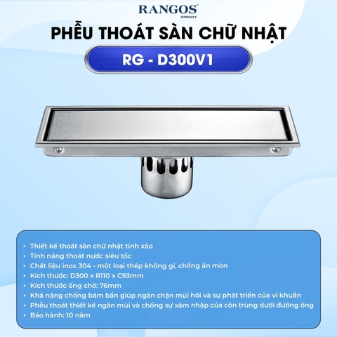 [Rangos] Thoát sàn nhà tắm cao cấp INOX 304 RG-D300V1