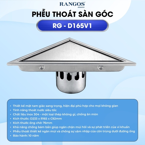 [Rangos] Thoát sàn nhà tắm cao cấp INOX 304 RG-D165V1