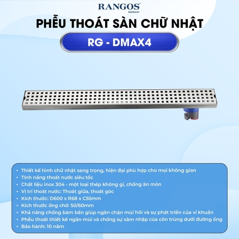 [Rangos] Thoát sàn nhà tắm cao cấp INOX 304 RG-DMAX4