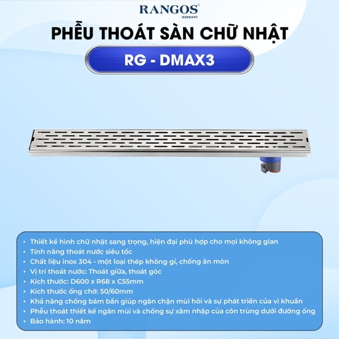 [Rangos] Thoát sàn nhà tắm cao cấp INOX 304 RG-DMAX3