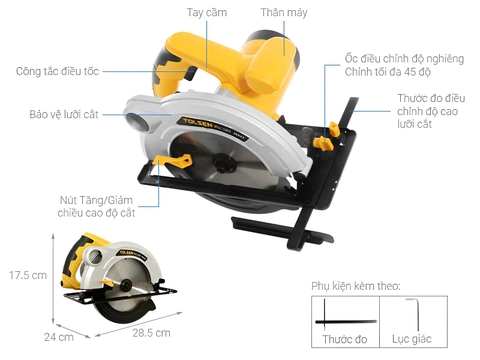 79532 Máy cắt gỗ 185mm 1300W Tolsen