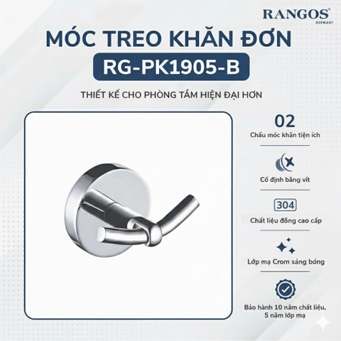 [Rangos] Móc treo khăn đơn 2 móc RANGOS RG-PK1905-B