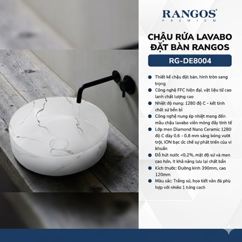 [Rangos] Chậu rửa lavabo đặt bàn Rangos RG-DE8004