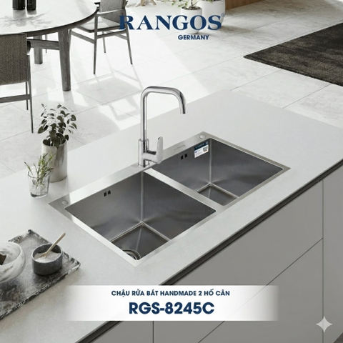 [Rangos] Chậu rửa bát handmade 2 hố cân RGS-8245C (KT: 820x450x240mm)