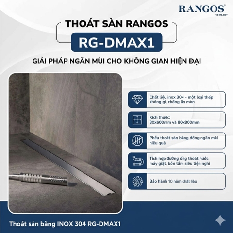 [Rangos] Thoát sàn nhà tắm cao cấp INOX 304 RG-DMAX1