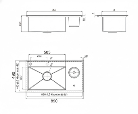 [Luxta] Chậu rửa chén inox LC8949-3.0
