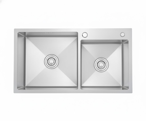 [Rangos] Chậu rửa bát handmade 2 hố lệch RGS-8245L (KT: 820x450x240mm)