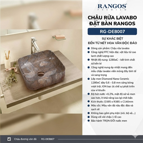 [Rangos] Chậu rửa lavabo đặt bàn Rangos RG-DE8007