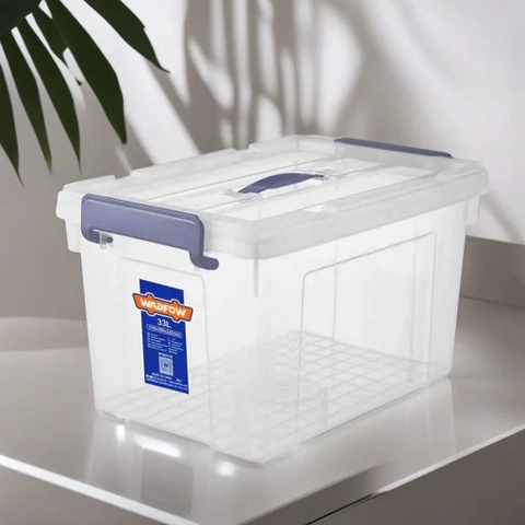 Hộp nhựa trữ kho trắng trong 33L Wadfow WTB2335