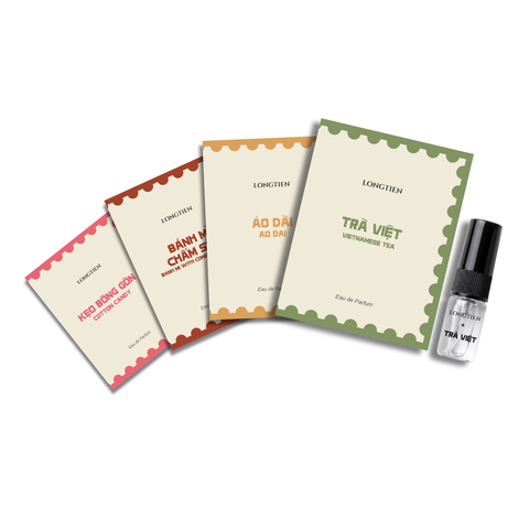Combo VIAL LONGTIEN 4x2ml (Trà Việt + Bánh Mì Chấm Sữa + Kẹo bông Gòn + Áo Dài