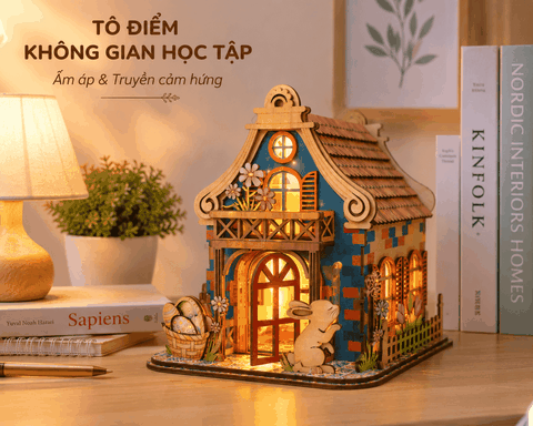 Halom DIY Easter bunny house Nhà Thỏ - Nhà thỏ gỗ lắp ghép