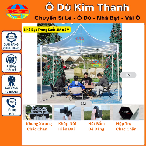 Nhà Bạt Gấp Gọn Trong Suốt + Rèm Che Trong Suốt