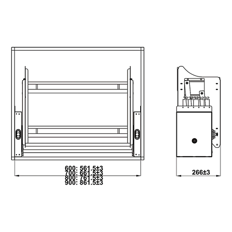 Phụ kiện rổ nâng hạ Hafele ORIA 504.76.817 | Sơn phủ Nano (800mm)